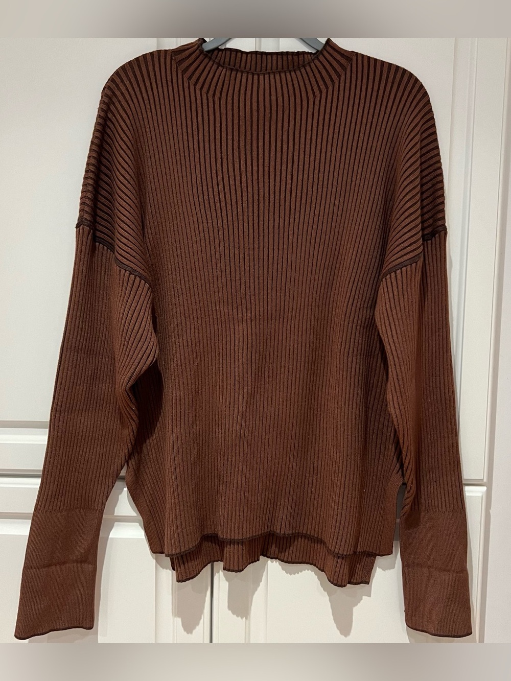 Varley Emile Rib Knit Sweater Anthropologie Size XL NWT Brown